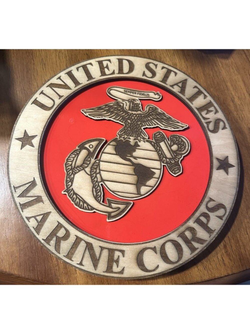 United States Marine Corp 3-d Laser Cut Wooden Plaque 10" Handmade
